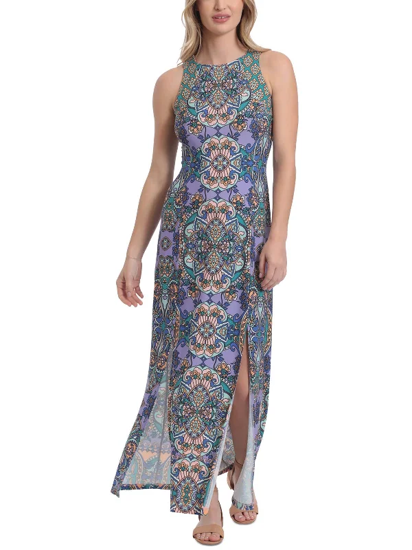 Womens Sleeveless Paisley Maxi Dress