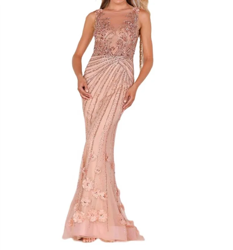 Radiant Bodice Maxi Dress In Champ /blush