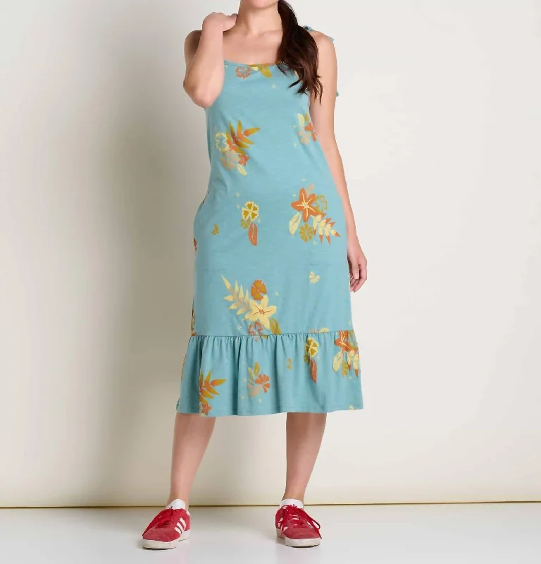 Dandelion Midi Dress In Mineral Large Floral Print