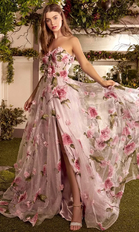 Andrea and Leo A1035 - Floral Applique Organza Prom Dress