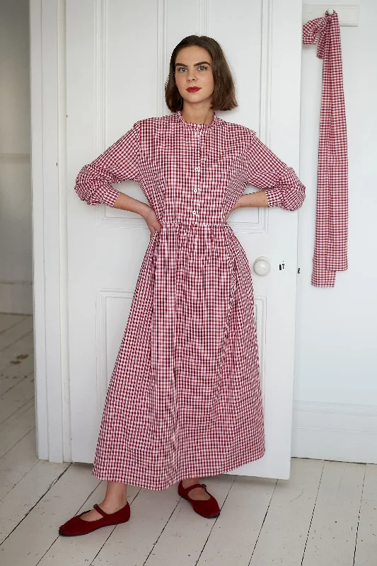 Didsbury Dress in Red Cotton Gingham