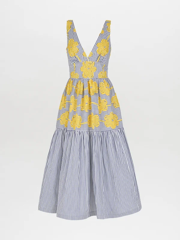 Eugene Dress Yellow Embroidered Flowers