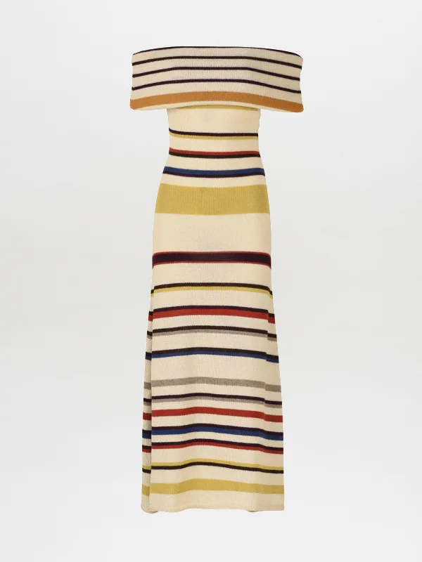 Eva Dress Multi Mustard Stripe