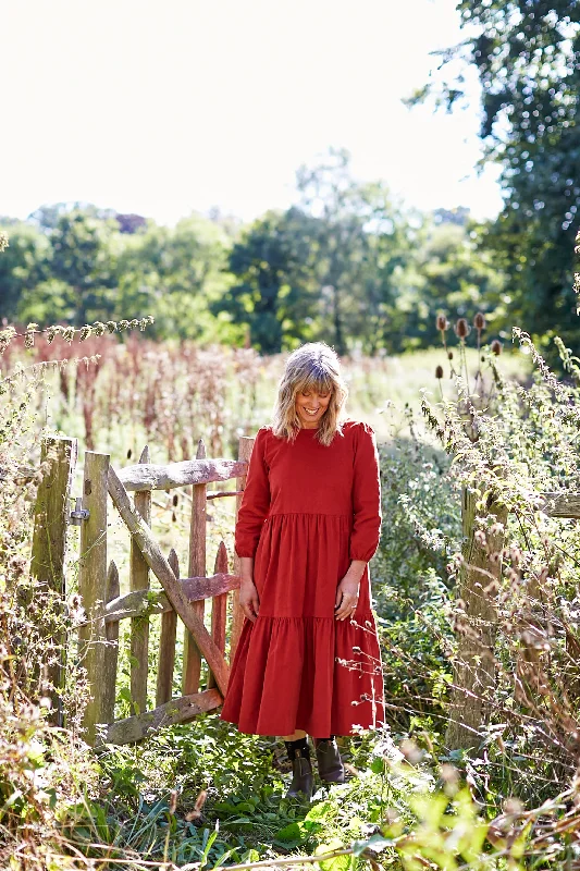 Mill Town Dress in Rust Corduroy