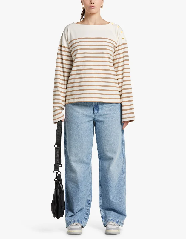 Bardot Stripe L/S - Camel Stripe