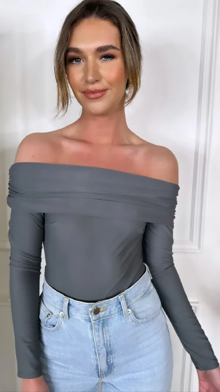 Rosalee Grey Strapless Bodysuit