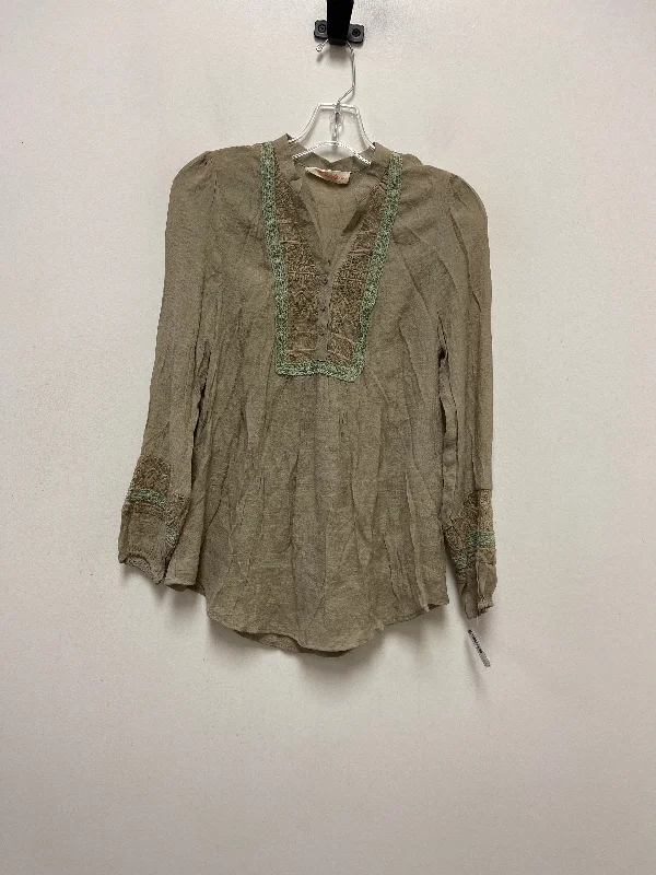 Brown Top Long Sleeve Clothes Mentor, Size S