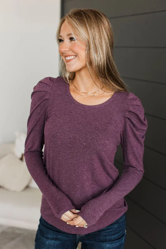 Holding Hands Long Sleeve Top- Plum